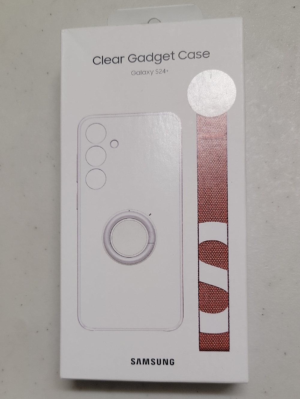 Samsung Original Clear Gadget Case with Rose Gold Accent Strap for Galaxy S24+